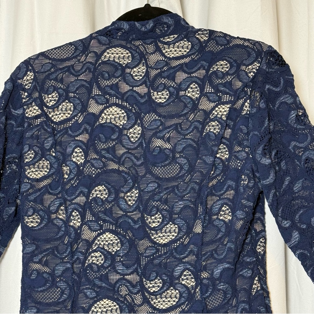 Elana Kattan Lace 2 Piece Skirt Set Wrap Peplum Top Navy Blue Women’s L / M - Picture 8 of 16